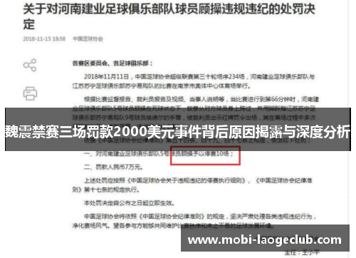 魏震禁赛三场罚款2000美元事件背后原因揭露与深度分析 魏震禁赛三场罚款2000美元事件背后原因揭露与深度分析